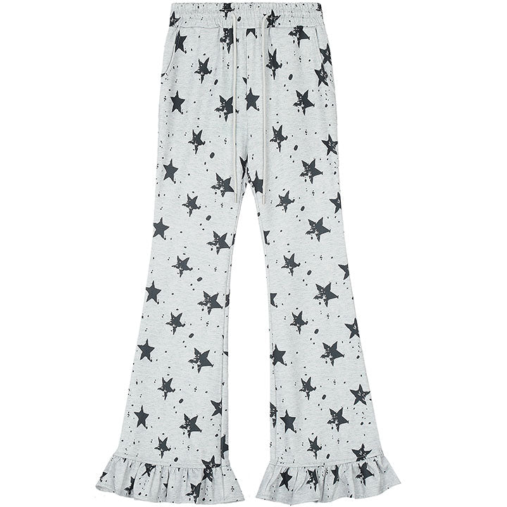 star print flare pants for women