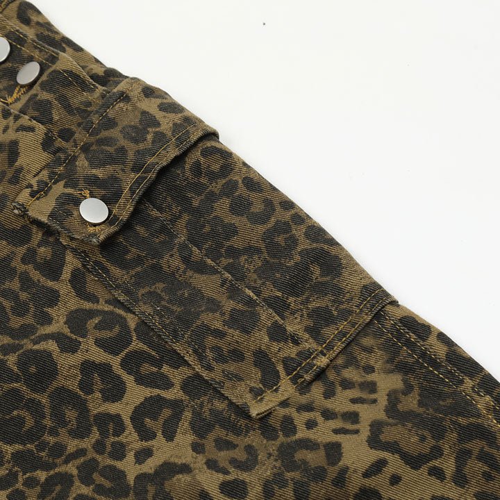 leopard pattern Jeans Jumpsuit