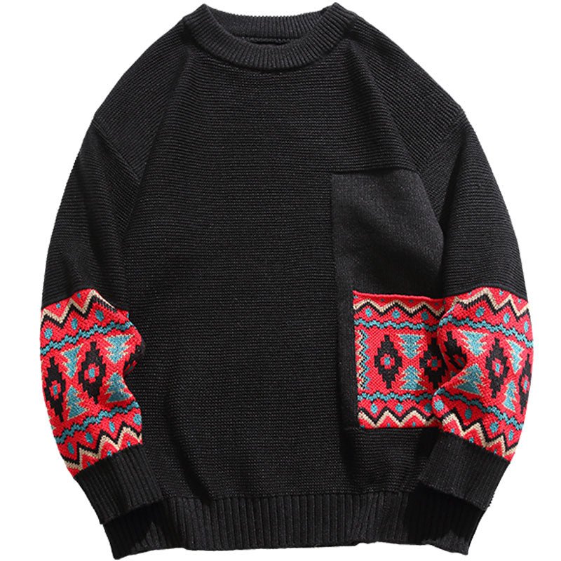 ethnic patch sweater