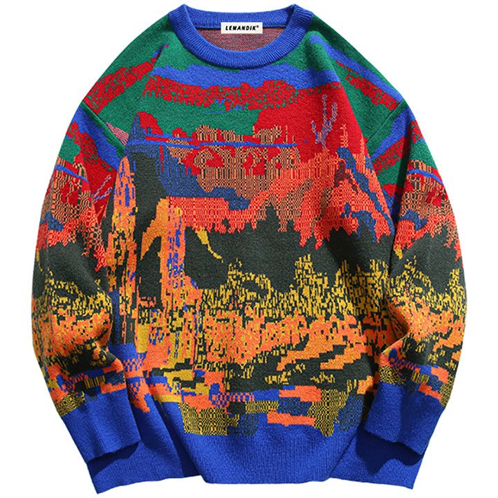pixel color block sweater