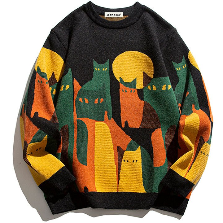 full cat print sweater