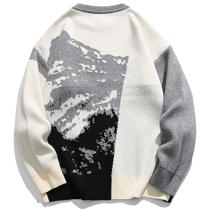 mountain patchwork Jacquard Sweater