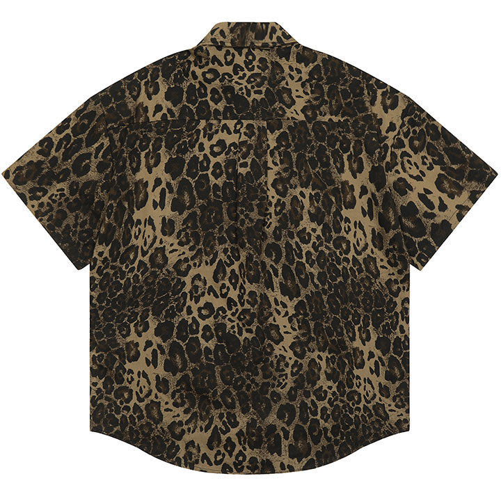 LEMANDIK® Leopard Print Button Down Shirt