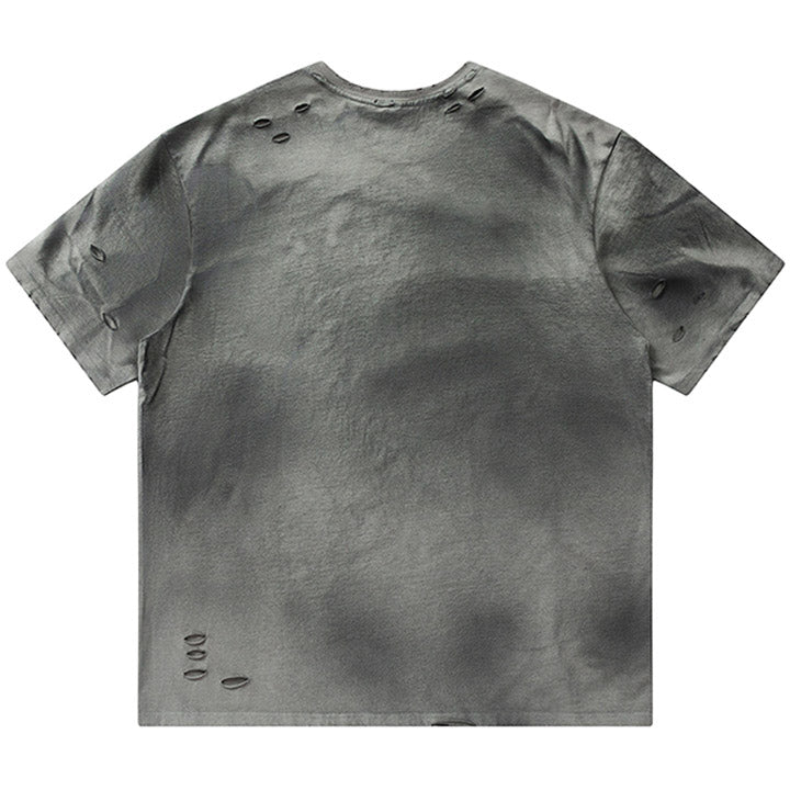 LEMANDIK® Dark Foam Letter Distressed T-Shirt