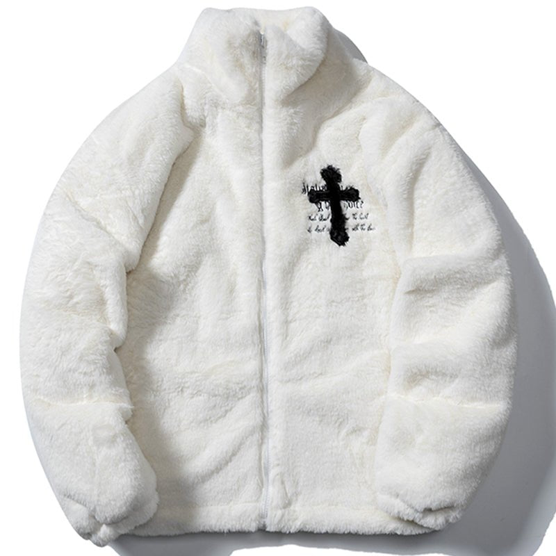 fluffy cross winter coat