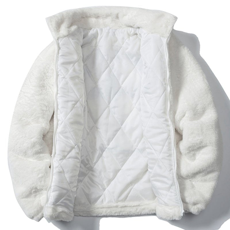 fluffy fleece cross winter jacket
