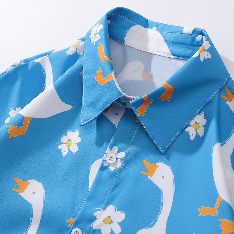 button down shirt goose and flower