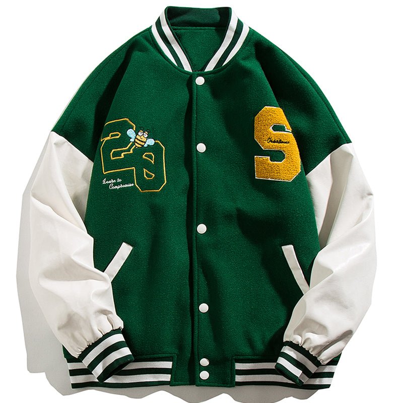 Green S letterman jacket