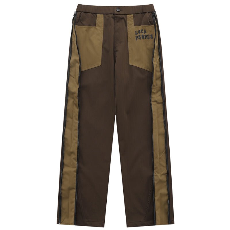 brown patchwork cargo jeans