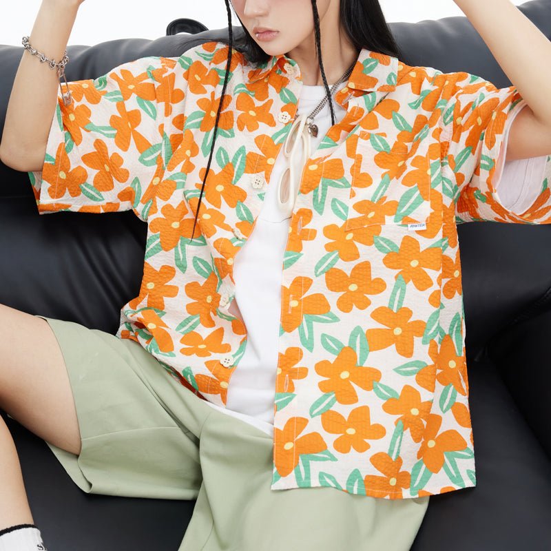 women's floral short sleeve shirt