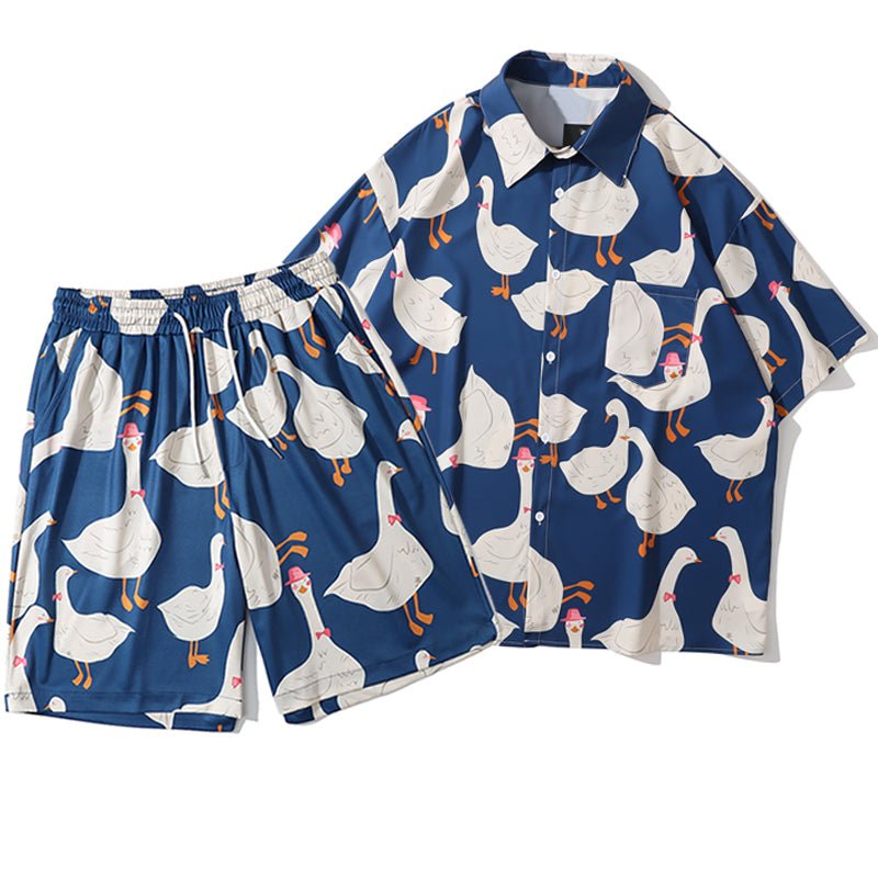 goose button down shirt and shorts