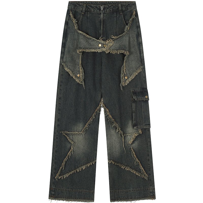 distressed patchwork star jeans