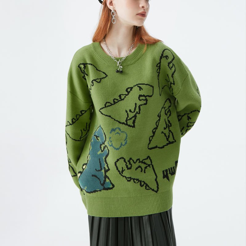 women's full dinosaur sweater