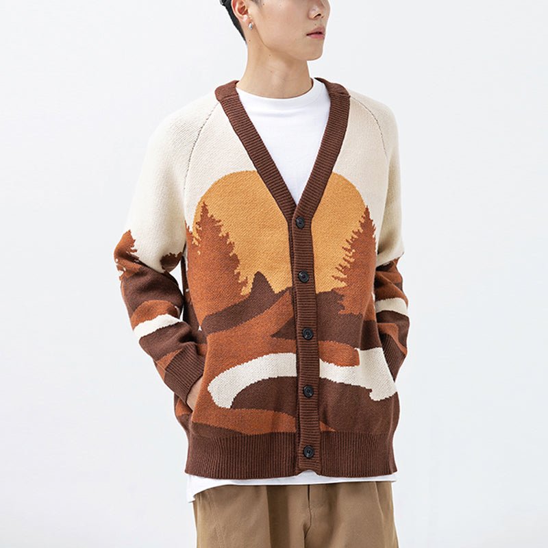 men's Cardigan Sweater Sunset