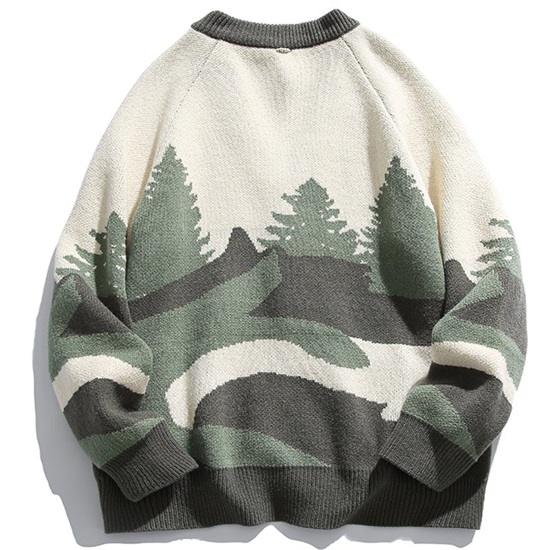mountain print cardigan sweater