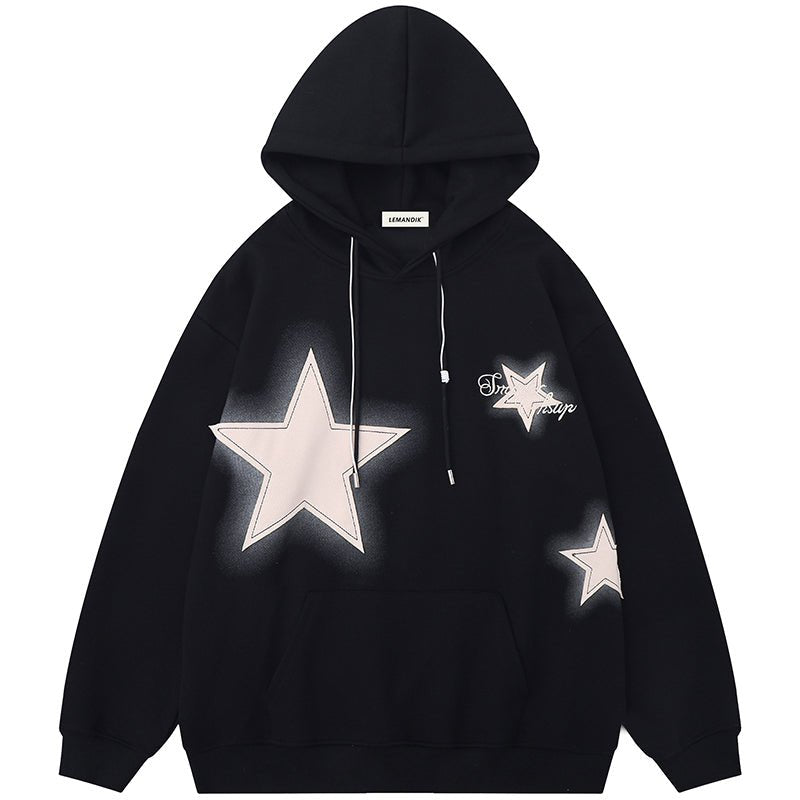 black and pink star hoodie