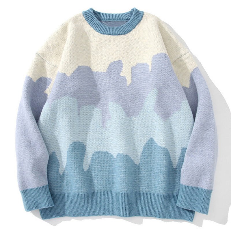 irregular splicing knitted sweater