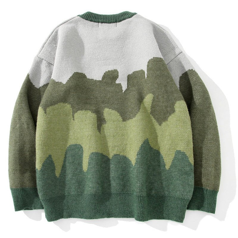 Contrasting Color Crew Neck Sweater