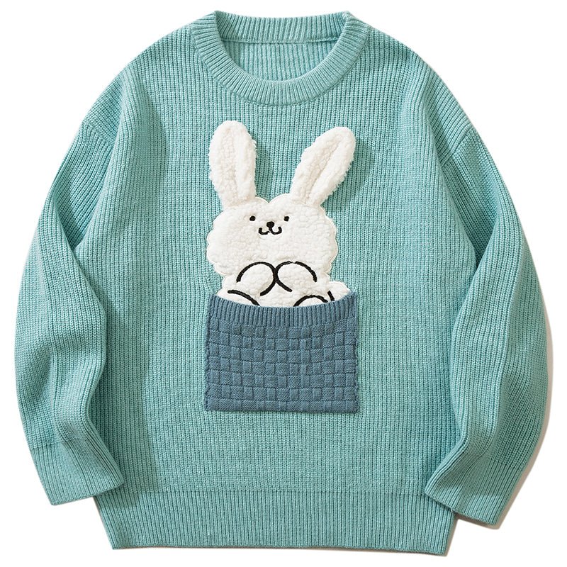 knitted sweater with rabbits