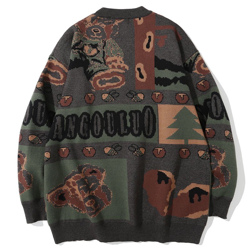 Plus letter and cartoon bear sweater