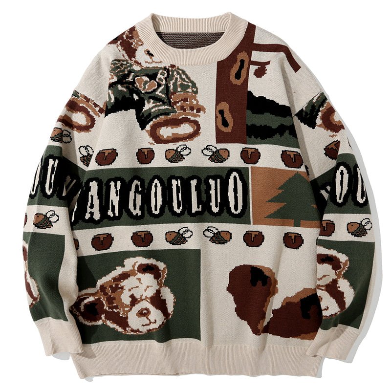 vintage bear pattern sweater