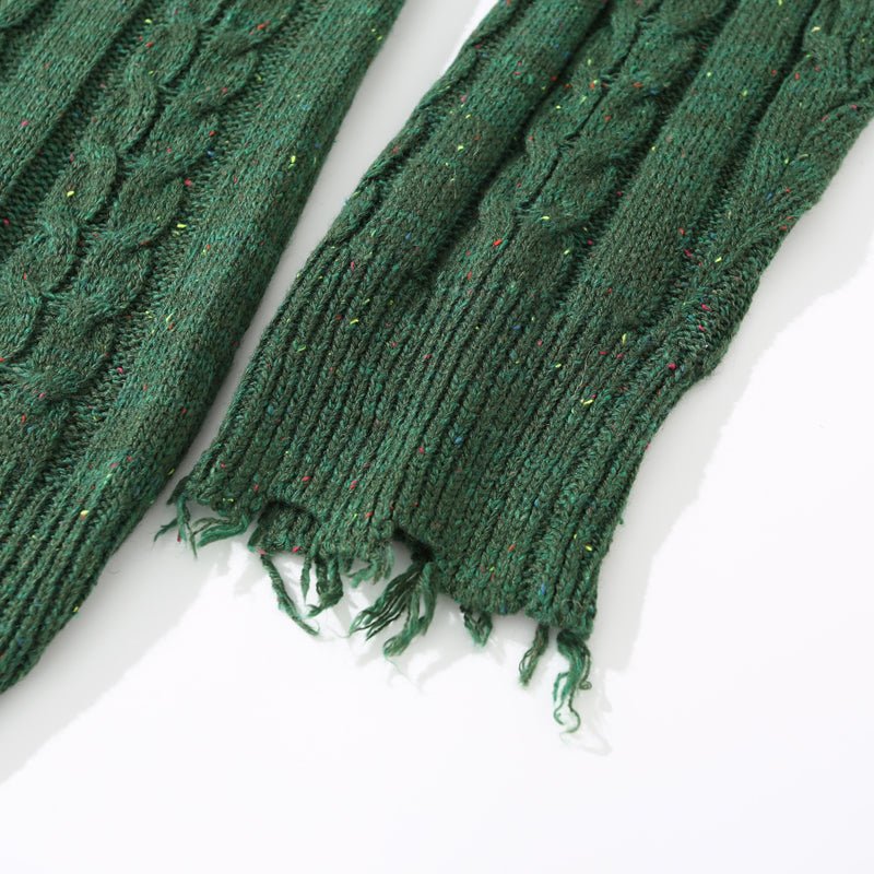Lemandik Distressed Cable Knit Sweater