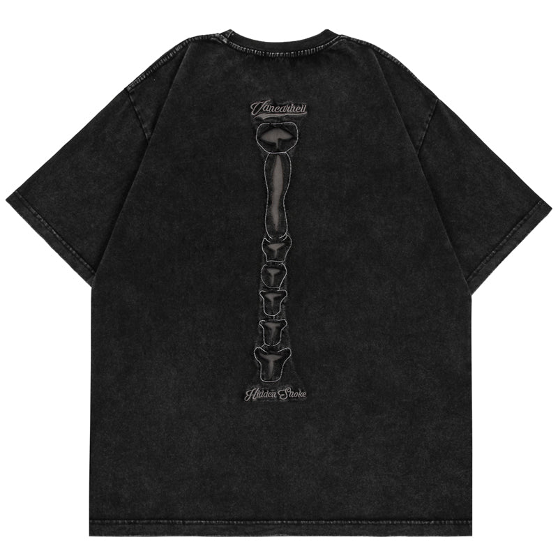 black washed skeleton t-shirt