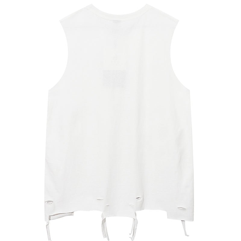 white sleeveless t-shirt