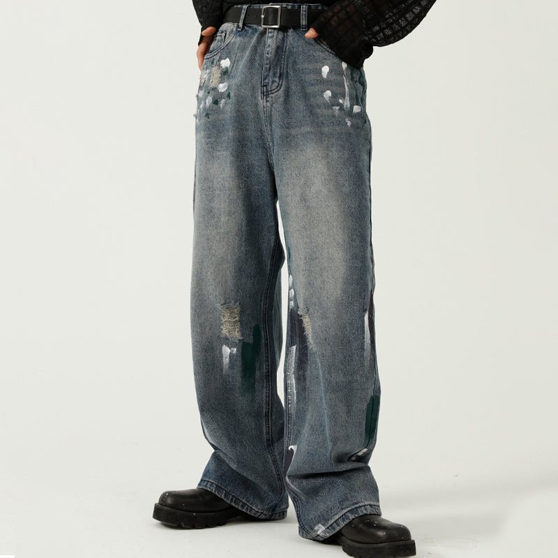 Men's loose fit graffiti jeans