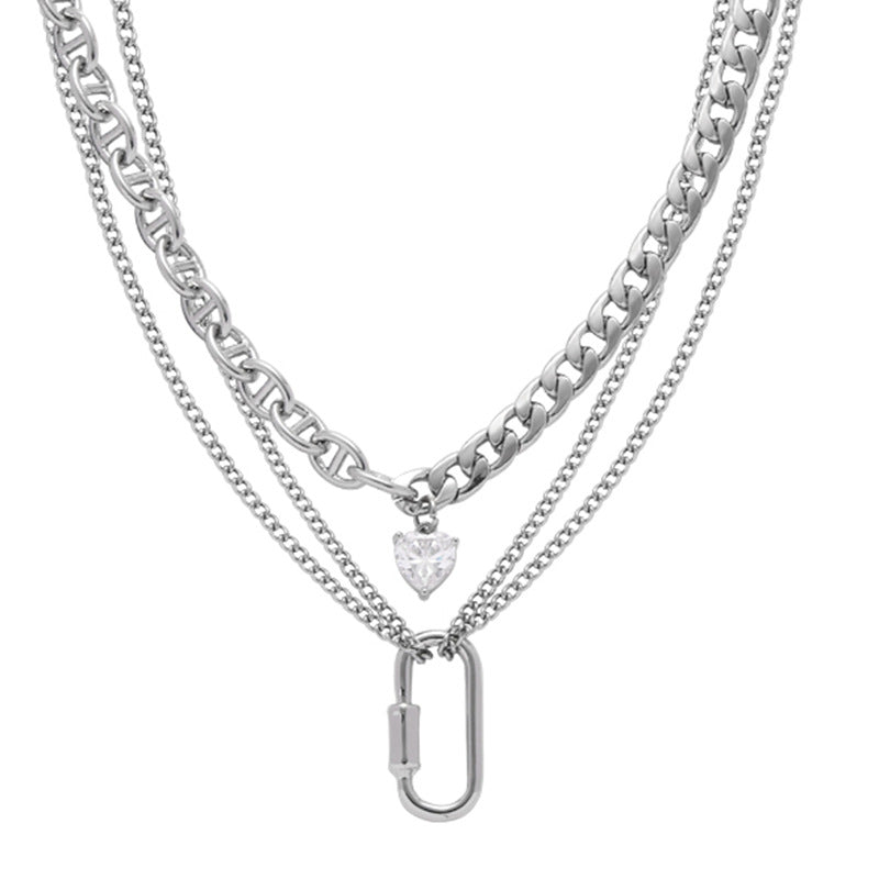 Double Layer Rhinestone Heart necklace