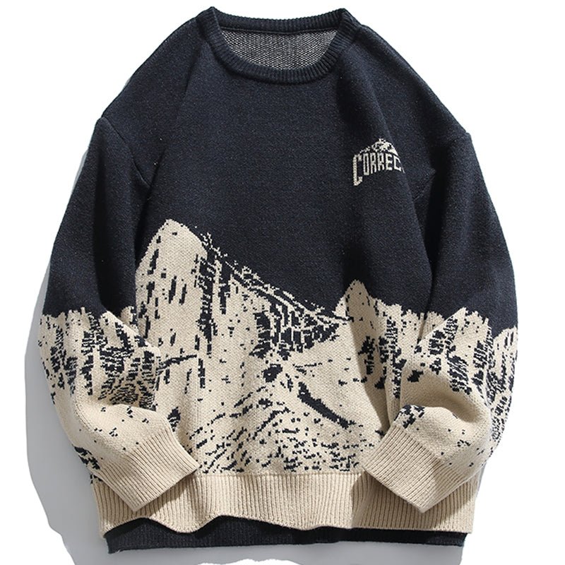 layered snow mountain sweater