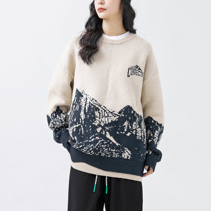 women snow mountain sweater