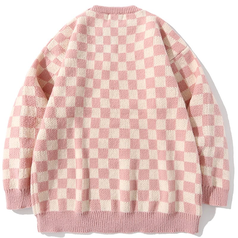 Lemandik Fall Knitted Sweater Checkerboard