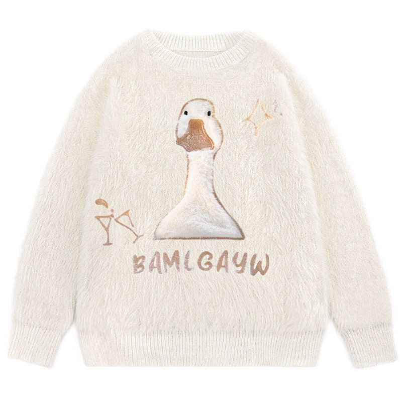 cute fuzzy goose sweater