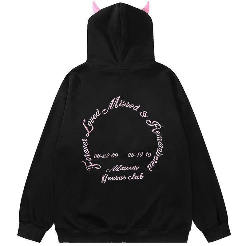 gothic hoodie with letter print