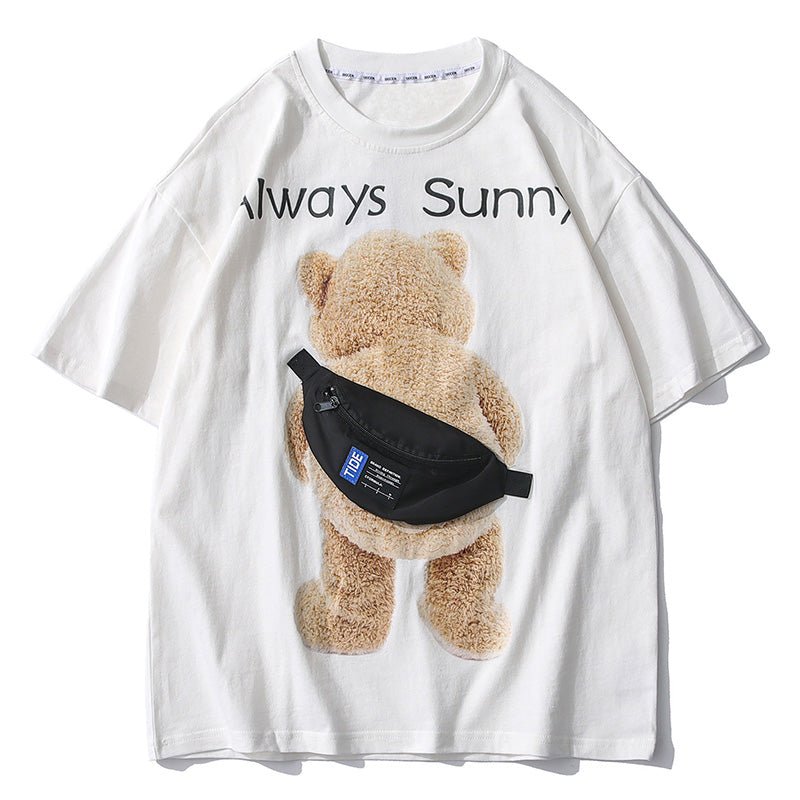 bear backpack graphic t-shirt