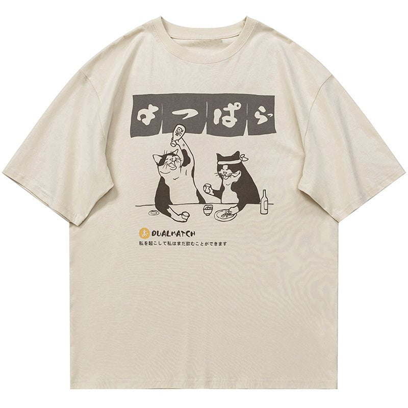 two cats drinking t-shirt