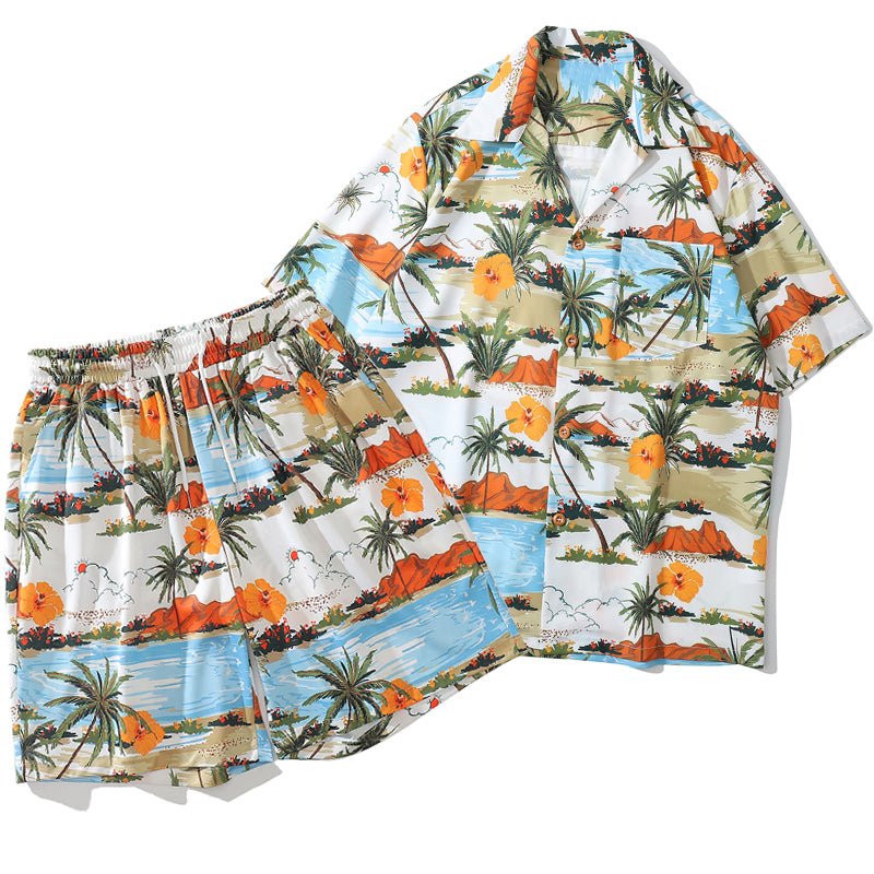 Lemandik Ensemble de costumes chemise hawaïenne Tropical