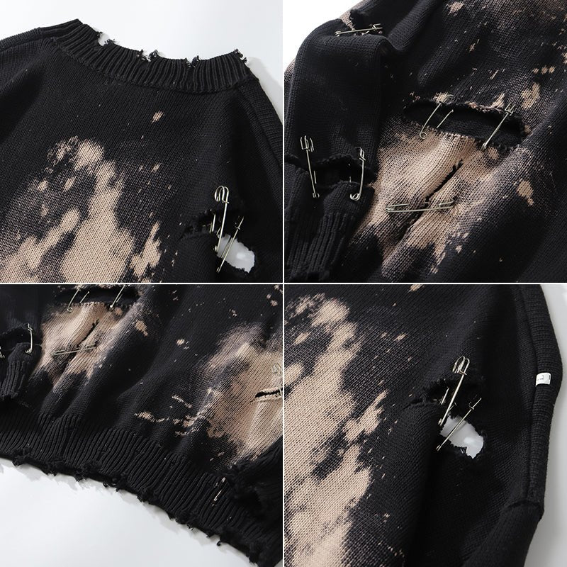 paperclip ripped hole knit sweater