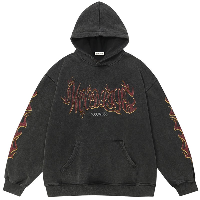 flame letter hoodie