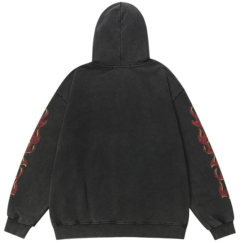 streetwear flame letter hoodie