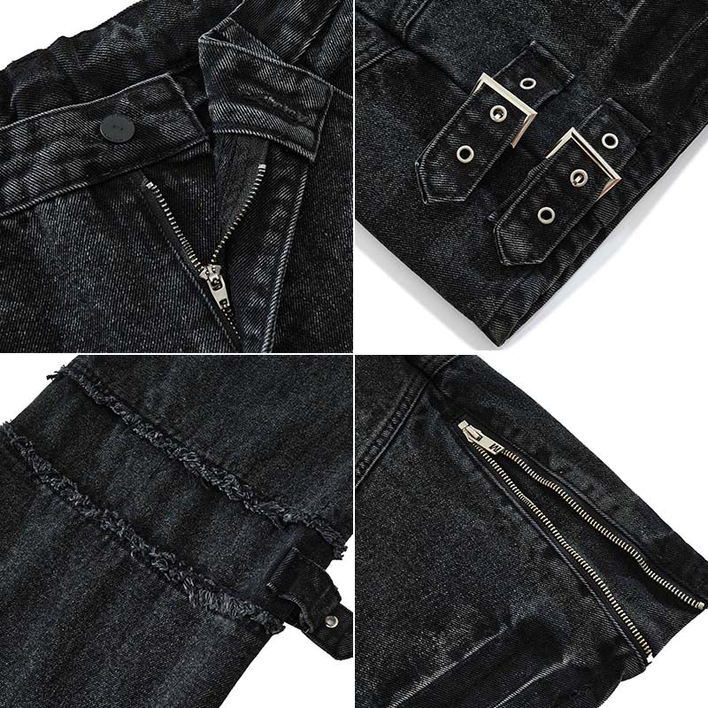 street style cargo jeans buckles