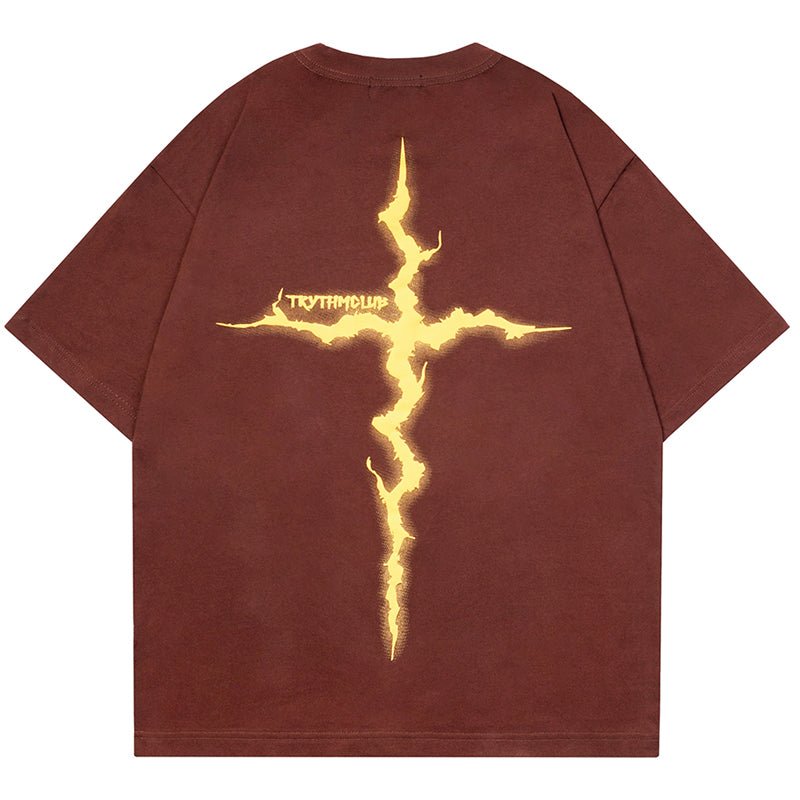 suede t-shirt lightning print