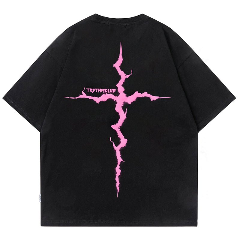 cross lightning print t-shirt