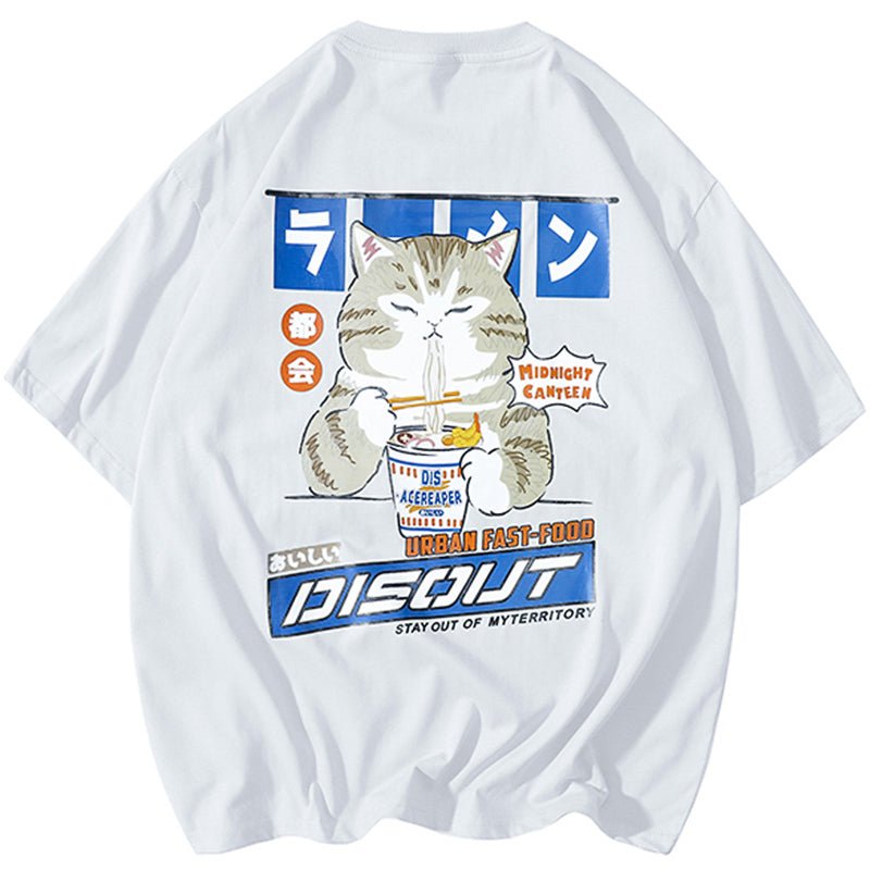 kanji and cat graphic t-shirt
