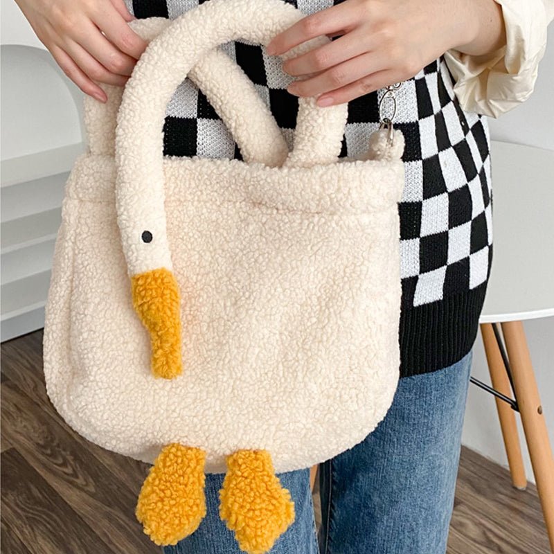 LEMANDIK Lamb Woolen Goose Handheld Bag with Straps