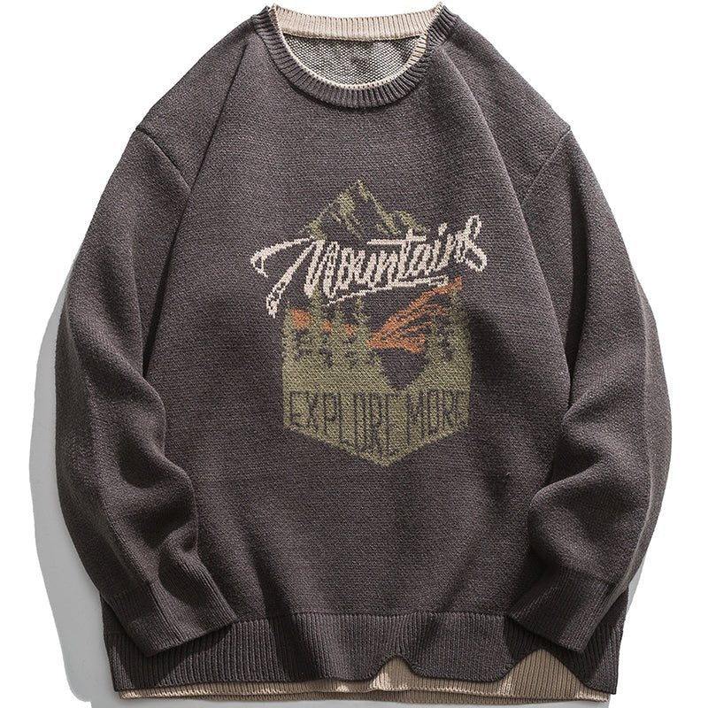 men's Layered Sweater mountain print