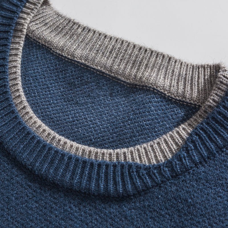crew neck Layered Sweater Mount Fuji Pattern