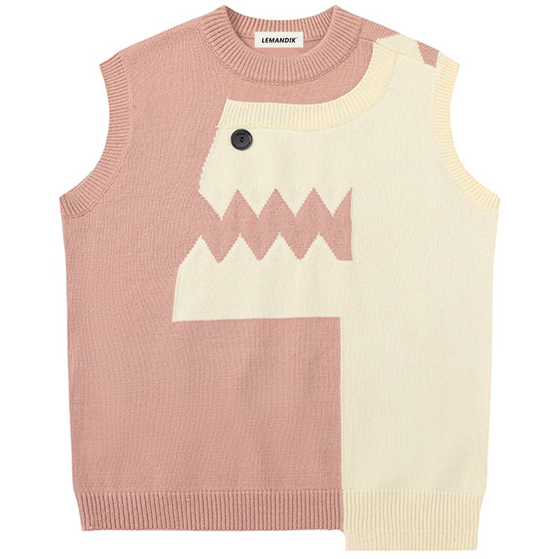 knitted Sweater Vest Dinosaur