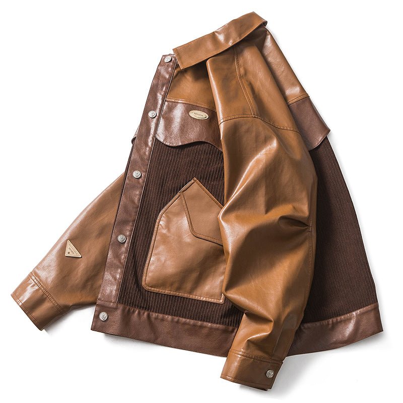 vintage faux leather buttoned jacket 